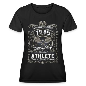 Vintage 1985 Tennis Birthday Gift Hobby - Women's Functional T-Shirt - black - Front - AI Model Female 172 light (172cm)