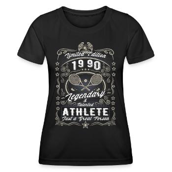 Vintage 1990 Tennis Birthday Gift Hobby - Women's Functional T-Shirt - black - Front - AI Model Female 172 light (172cm)