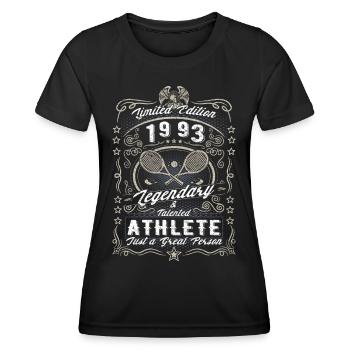 Vintage 1993 Tennis Birthday Gift Hobby - Women's Functional T-Shirt - black - Front - AI Model Female 172 light (172cm)
