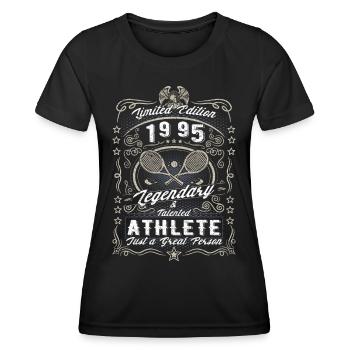 Vintage 1995 Tennis Birthday Gift Hobby - Women's Functional T-Shirt - black - Front - AI Model Female 172 light (172cm)
