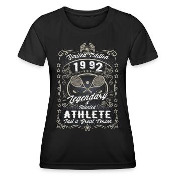 Vintage 1992 Tennis Birthday Gift Hobby - Women's Functional T-Shirt - black - Front - AI Model Female 172 light (172cm)
