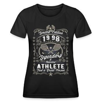 Vintage 1998 Tennis Birthday Gift Hobby - Women's Functional T-Shirt - black - Front - AI Model Female 172 light (172cm)