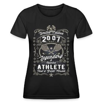 Vintage 2007 Tennis Geburtstag Geschenk Hobby - Frauen Funktions-T-Shirt - Schwarz - Vorne - AI Model Female 172 light (172cm)