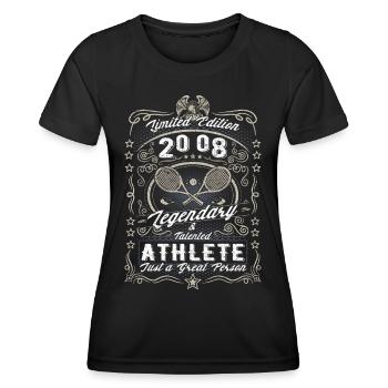 Vintage 2008 Tennis Birthday Gift Hobby - Women's Functional T-Shirt - black - Front - AI Model Female 172 light (172cm)