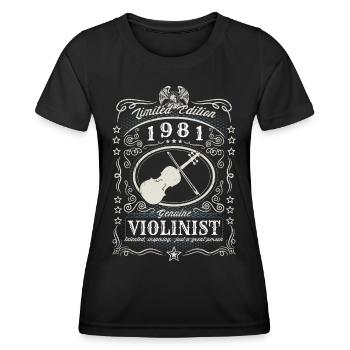 Vintage 1981 Violinist Geburtstag Geschenk Hobby - Frauen Funktions-T-Shirt - Schwarz - Vorne - AI Model Female 172 light (172cm)