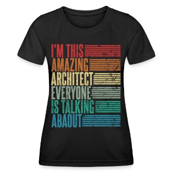 Vintage Architect Architecte Cadeau Rétro - T-shirt sport Femme - noir - Devant - AI Model Female 172 light (172cm)