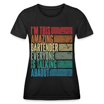 Vintage Barkeeper Barkeeperin Geschenk Retro - Frauen Funktions-T-Shirt - Schwarz - Vorne - AI Model Female 172 light (172cm)
