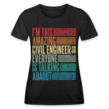 Vintage Ingénieur Civil Ingénieur Civil Cadeau Rétro - T-shirt sport Femme - noir - Devant - AI Model Female 172 light (172cm)