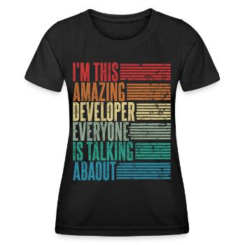 Vintage Developer Developer Gift Retro - Women's Functional T-Shirt - black - Front - AI Model Female 172 light (172cm)