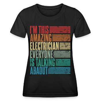 Vintage Electrician Electrician Gift Retro - Women's Functional T-Shirt - black - Front - AI Model Female 172 light (172cm)
