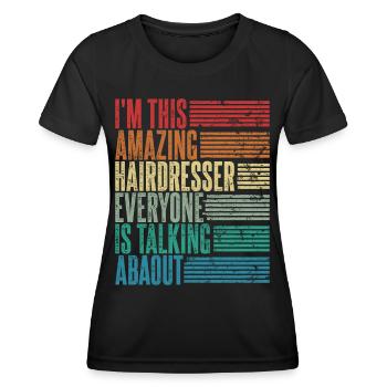 Coiffeur Vintage Coiffeur Cadeau Rétro - T-shirt sport Femme - noir - Devant - AI Model Female 172 light (172cm)