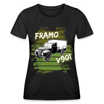 Framo pritsche Transporter Lkw DDR IFA Oldtimer - Frauen Funktions-T-Shirt - Schwarz - Vorne - AI Model Female 172 light (172cm)
