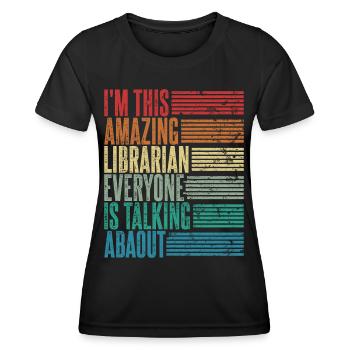 Vintage Librarian Librarian Gift Retro - Women's Functional T-Shirt - black - Front - AI Model Female 172 light (172cm)