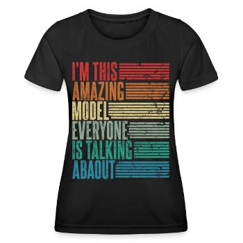 Vintage Mannequin Modèle Cadeau Rétro - T-shirt sport Femme - noir - Devant - AI Model Female 172 light (172cm)