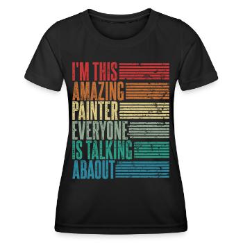 Vintage Maler Malerin Geschenk Retro - Frauen Funktions-T-Shirt - Schwarz - Vorne - AI Model Female 172 light (172cm)