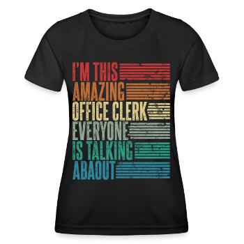 Vintage Office Clerk Office Clerk Gift Retro - T-shirt sport Femme - noir - Devant - AI Model Female 172 light (172cm)