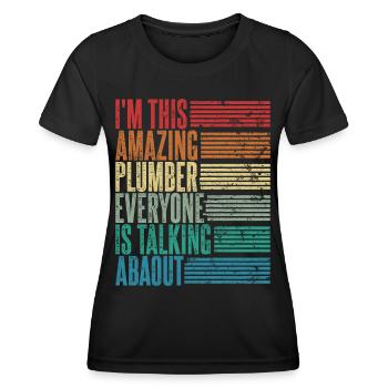 Vintage Plumber Plumber Gift Retro - Women's Functional T-Shirt - black - Front - AI Model Female 172 light (172cm)