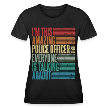 Vintage Policier Policier Cadeau Rétro - T-shirt sport Femme - noir - Devant - AI Model Female 172 light (172cm)