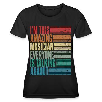 Musicien Vintage Musicien Cadeau Rétro - T-shirt sport Femme - noir - Devant - AI Model Female 172 light (172cm)