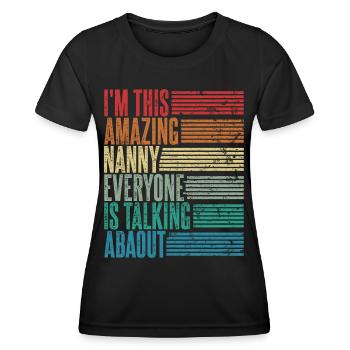 Vintage Nanny Babysitter Gift Retro - Women's Functional T-Shirt - black - Front - AI Model Female 172 light (172cm)