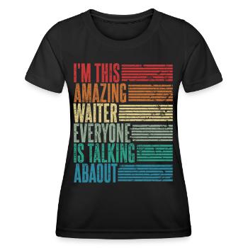 Restaurant Vintage Serveur Professionnel Cadeau Rétro - T-shirt sport Femme - noir - Devant - AI Model Female 172 light (172cm)