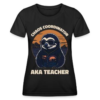 Chaos Coordinator aka Teacher Teacher Sloth - Women's Functional T-Shirt - black - Front - AI Model Female 172 light (172cm)