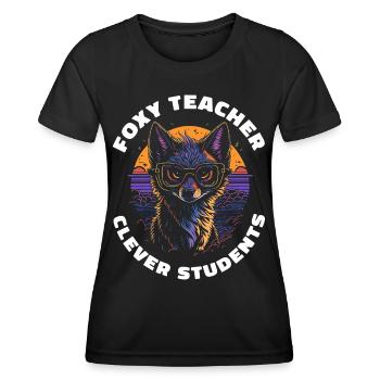 Foxy Teacher Clever Students Lehrer Geschenk Fuchs - Frauen Funktions-T-Shirt - Schwarz - Vorne - AI Model Female 172 light (172cm)