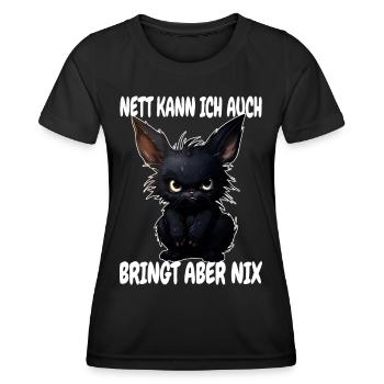 Nett Kann Ich Auch Bringt Aber Nix Schwarzer Hase - Frauen Funktions-T-Shirt - Schwarz - Vorne - AI Model Female 172 light (172cm)