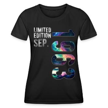 Né en septembre 1963 Anniversaire Northern Lights - T-shirt sport Femme - noir - Devant - AI Model Female 172 light (172cm)