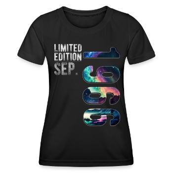 Né en septembre 1966 Anniversaire Northern Lights - T-shirt sport Femme - noir - Devant - AI Model Female 172 light (172cm)