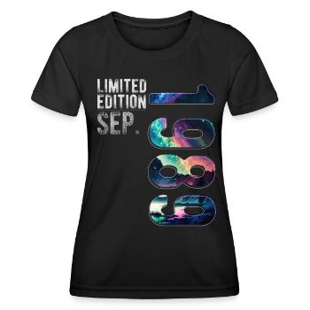 Année 1989 Septembre Anniversaire Aurores boréales - T-shirt sport Femme - noir - Devant - AI Model Female 172 light (172cm)