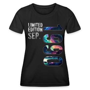 Né en septembre 1990 Anniversaire Northern Lights - T-shirt sport Femme - noir - Devant - AI Model Female 172 light (172cm)