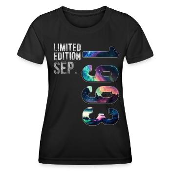 Année 1993 Septembre Anniversaire Aurores boréales - T-shirt sport Femme - noir - Devant - AI Model Female 172 light (172cm)