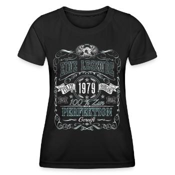 Jahrgang 1979 Geburtsjahr Eine Legende Geburtstag - Frauen Funktions-T-Shirt - Schwarz - Vorne - AI Model Female 172 light (172cm)