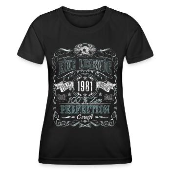 Jahrgang 1981 Geburtsjahr Eine Legende Geburtstag - Frauen Funktions-T-Shirt - Schwarz - Vorne - AI Model Female 172 light (172cm)