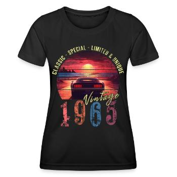 Vintage 1965 Birthday Synthwave Year of birth 1965 - Women's Functional T-Shirt - black - Front - AI Model Female 172 light (172cm)
