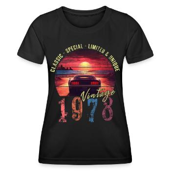 Millésime 1978 Anniversaire Synthwave Année de naissance 1978 - T-shirt sport Femme - noir - Devant - AI Model Female 172 light (172cm)