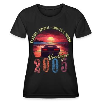 Vintage 2005 Birthday Synthwave Year of birth 2005 - Women's Functional T-Shirt - black - Front - AI Model Female 172 light (172cm)