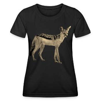 Jackal Vintage sepia - Wild dog in Africa - Women's Functional T-Shirt - black - Front - AI Model Female 172 light (172cm)