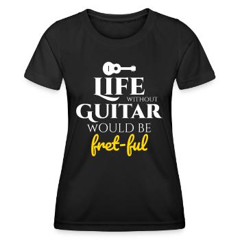 Fret-fully Funny: Célébrer la vie avec des guitares - T-shirt sport Femme - noir - Devant - AI Model Female 172 light (172cm)