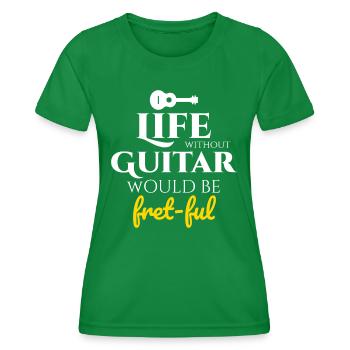 Fret-fully Funny: Célébrer la vie avec des guitares - T-shirt sport Femme - vert - Devant - AI Model Female 172 dark (172cm)