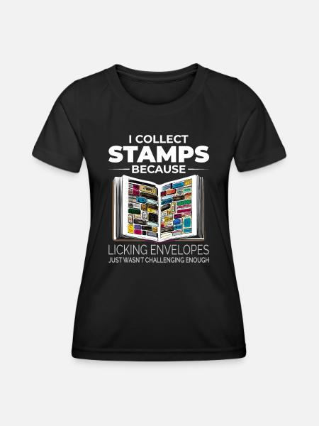 Stamp Collecting Collector Philatelist Philately - Women's Functional T-Shirt - black