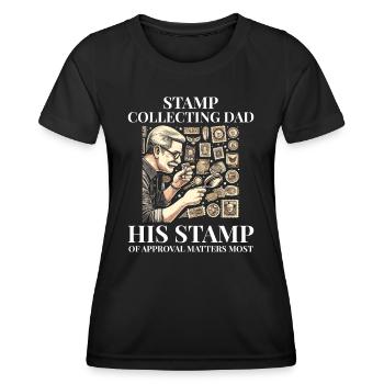Timbres-poste d’époque Collectionneur de papa - T-shirt sport Femme - noir - Devant - AI Model Female 172 light (172cm)