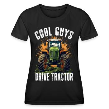 Cool Guys Driving Tractor Farmer Agriculture - Women's Functional T-Shirt - black - Front - AI Model Female 172 light (172cm)