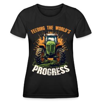 Feeding World's Progress Tractor Agriculture - Women's Functional T-Shirt - black - Front - AI Model Female 172 light (172cm)