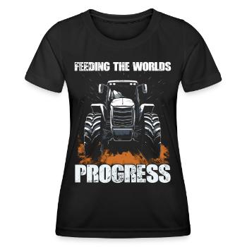 Feeding World's Progress Tractor Agriculture - Women's Functional T-Shirt - black - Front - AI Model Female 172 light (172cm)