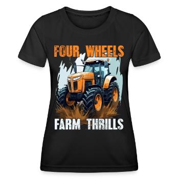 Four Wheels Farm Thrills Tractor Farmer Farmer - Women's Functional T-Shirt - black - Front - AI Model Female 172 light (172cm)