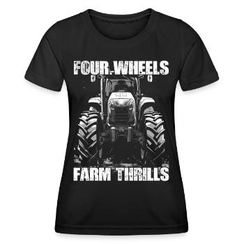 Four Wheels Farm Thrills Tractor Farmer Farmer - Women's Functional T-Shirt - black - Front - AI Model Female 172 light (172cm)