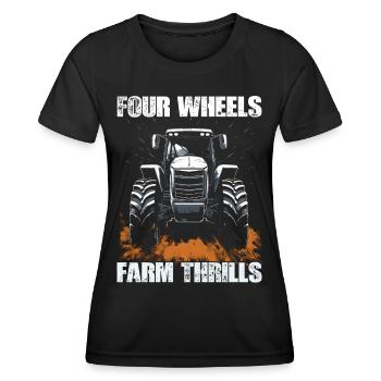 Four Wheels Farm Thrills Tractor Farming - T-shirt sport Femme - noir - Devant - AI Model Female 172 light (172cm)