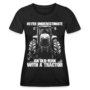 Never Underestimate Old Man Tractor Gift - Women's Functional T-Shirt - black - Front - AI Model Female 172 light (172cm)